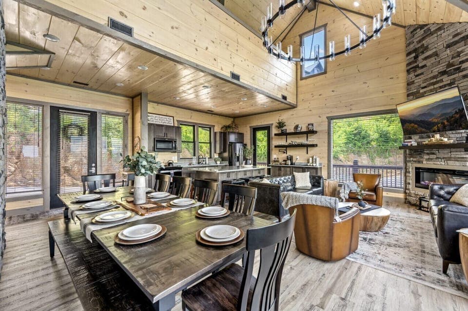 Open concept living, kitchen and dining area