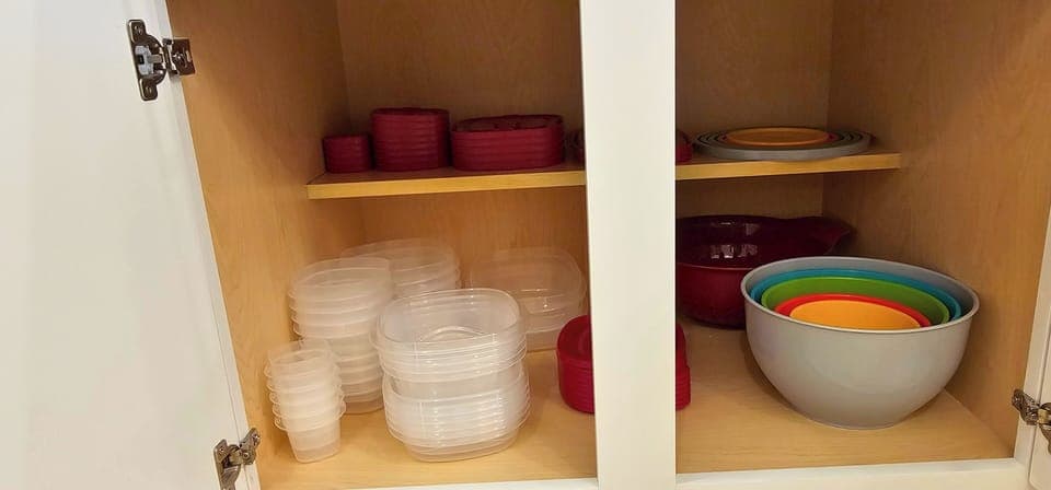 Food storage located to the right of the range. 