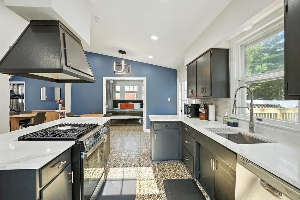 Gorgeous kitchen view into the master suite—cook with ease while staying connected to the heart of the home.