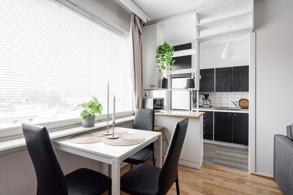 The open kitchen concept allows you to chat with your family and friends while cooking.