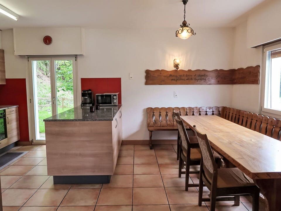 Furniture, Flooring, Wood, Countertop, Kitchen, Interior Design, Floor, Ceiling, Cabinetry, Room