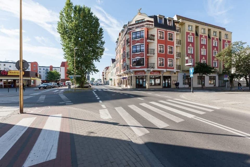 The building's surroundings. 