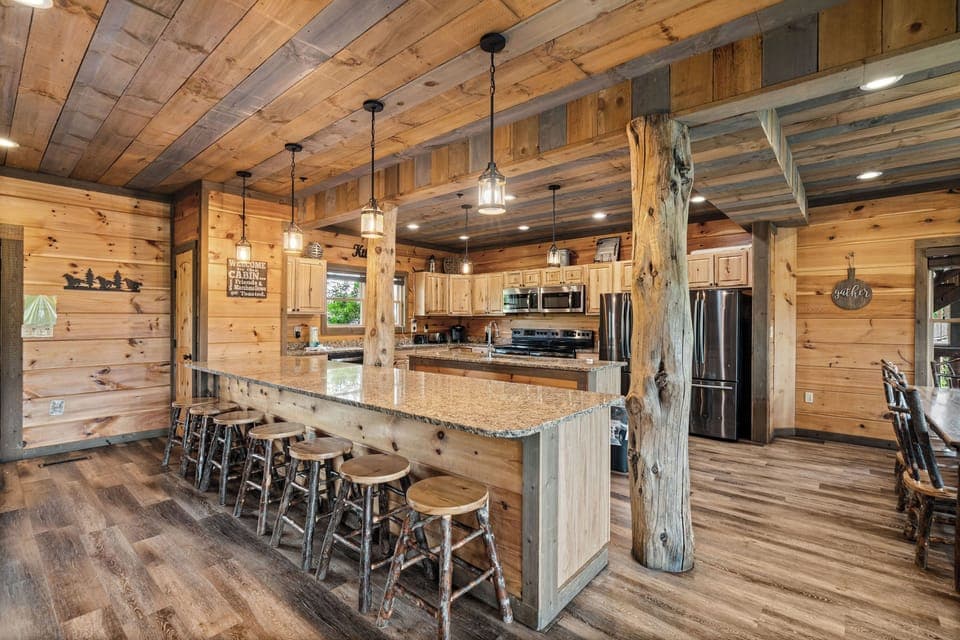 Bar seating for extra dining space or morning coffee