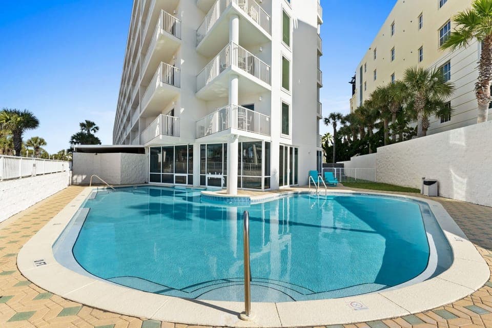 Enjoy the hybrid indoor/outdoor pool: sunbathe outside or enjoy shade indoors.