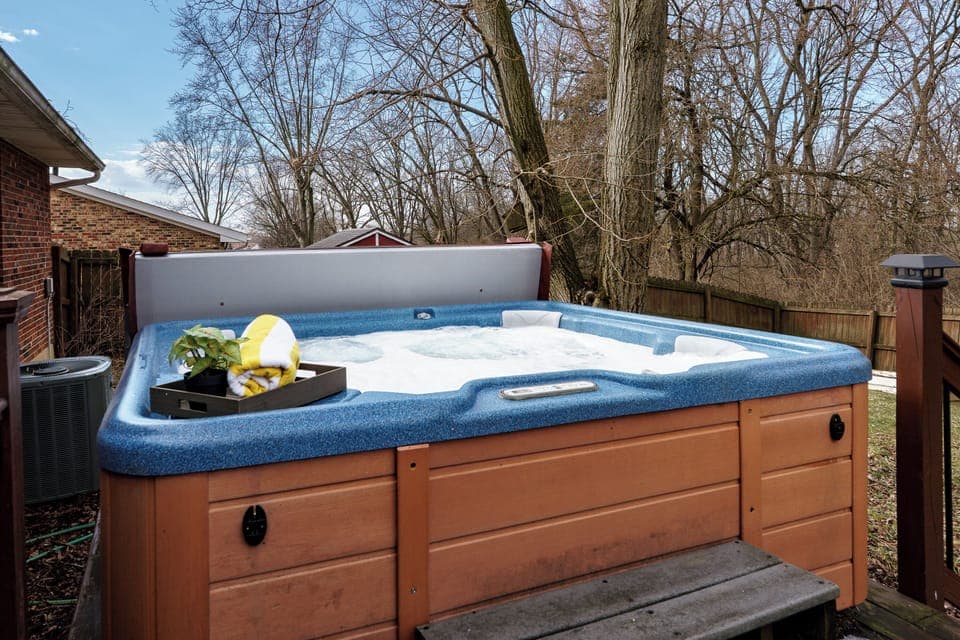 Backyard Hot Tub with Cover Riverside Ohio Airbnb