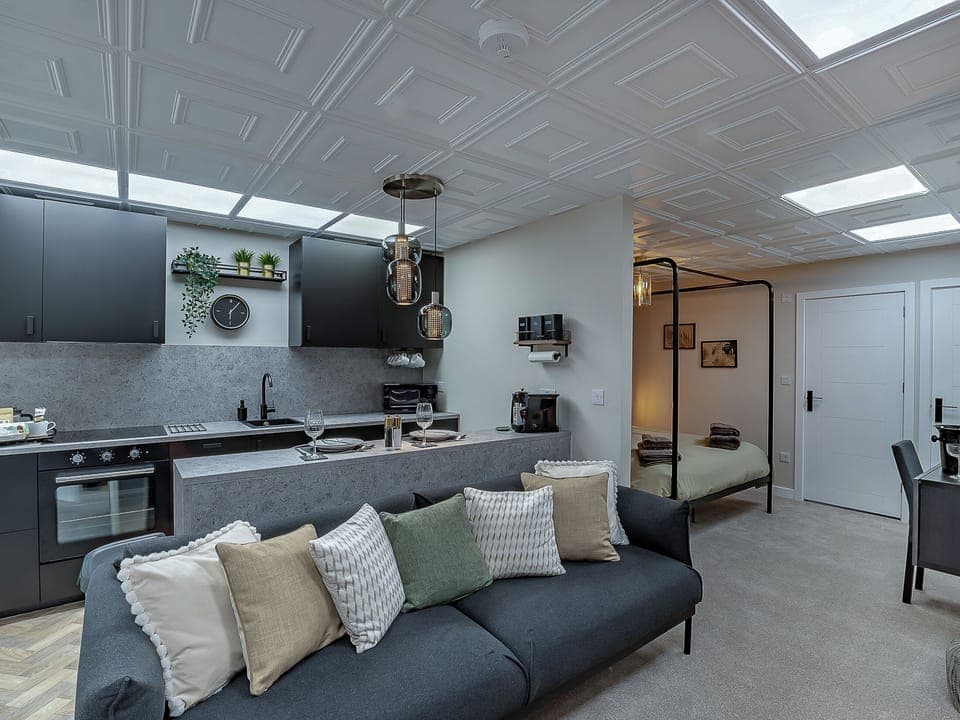 Open plan living space | The Old Post Office - The Old Post Office Apartments, Haltwhistle