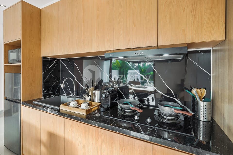 Villa, 3 Bedrooms, Garden View | Private kitchen | Full-size fridge, microwave, stovetop, toaster