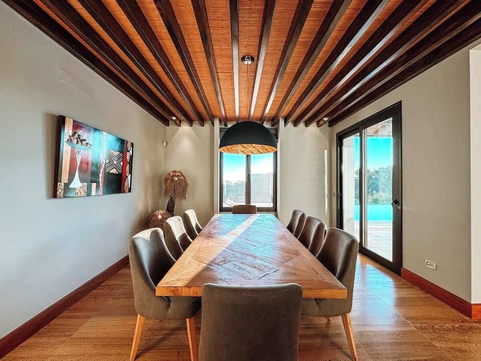 Shared dining table inside