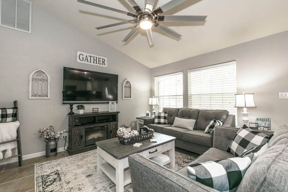 Snuggle up by the Electric Fireplace and Stream a Movie (Roku) on Family Night!