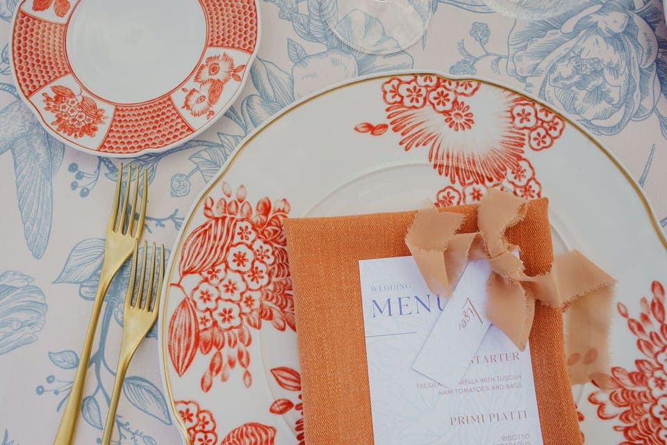 Dishware, Tableware, Orange, Serveware, Plate, Porcelain, Dinnerware Set