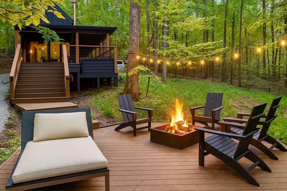 Relax fireside with a direct view of the lake