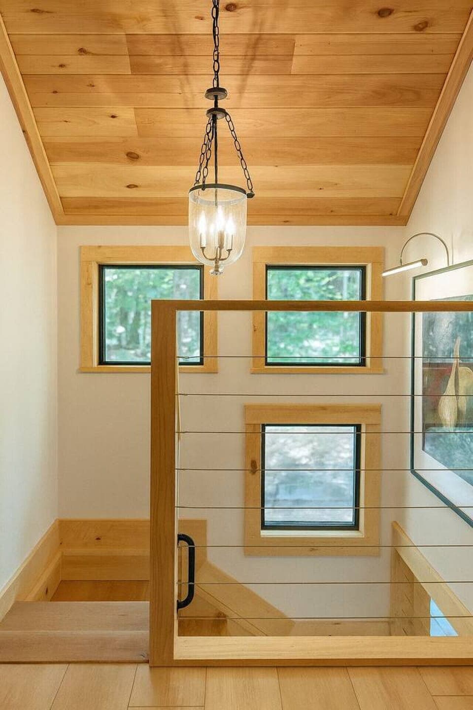 The view from the bunk beds is peaceful and artful