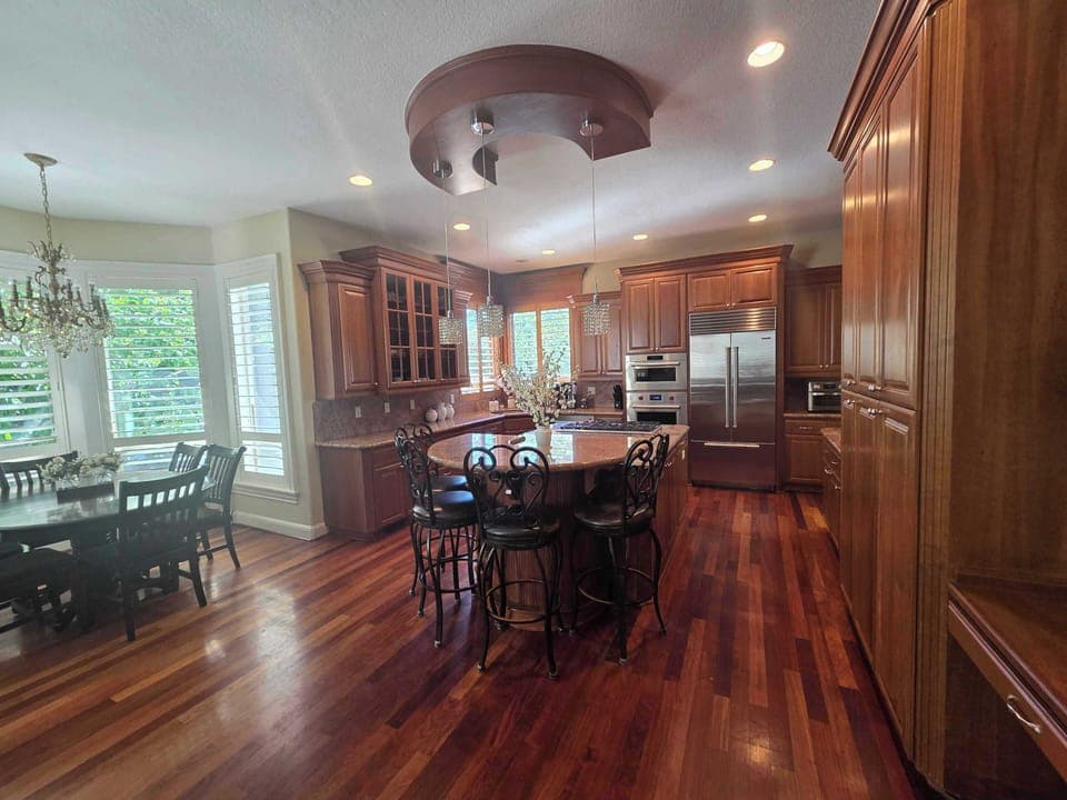 Chef’s kitchen with Sub-Zero & Wolf appliances, fully stocked for entertaining