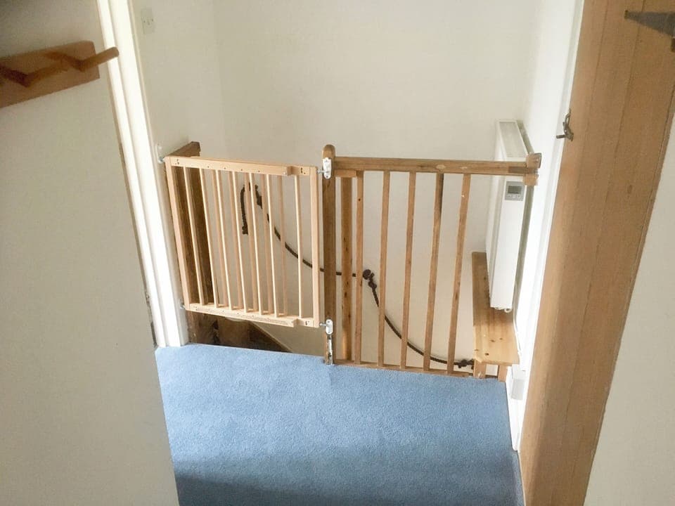 Stair-gate at the top of the stairs