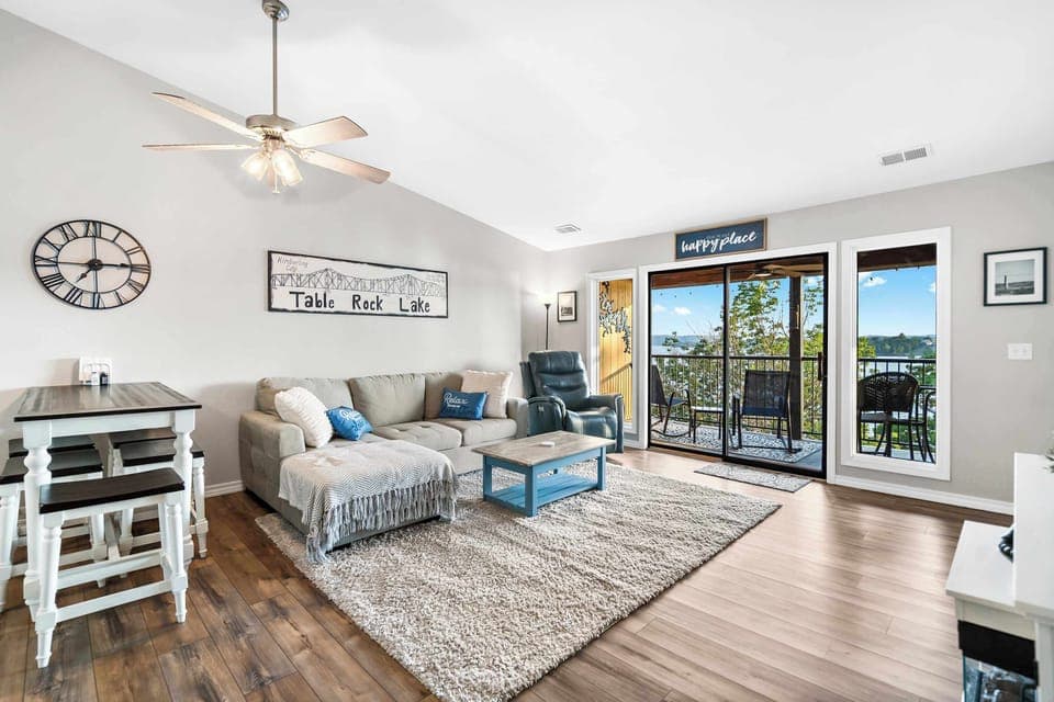 Curl up in the airy living room & stream your favorites on the smart TV​