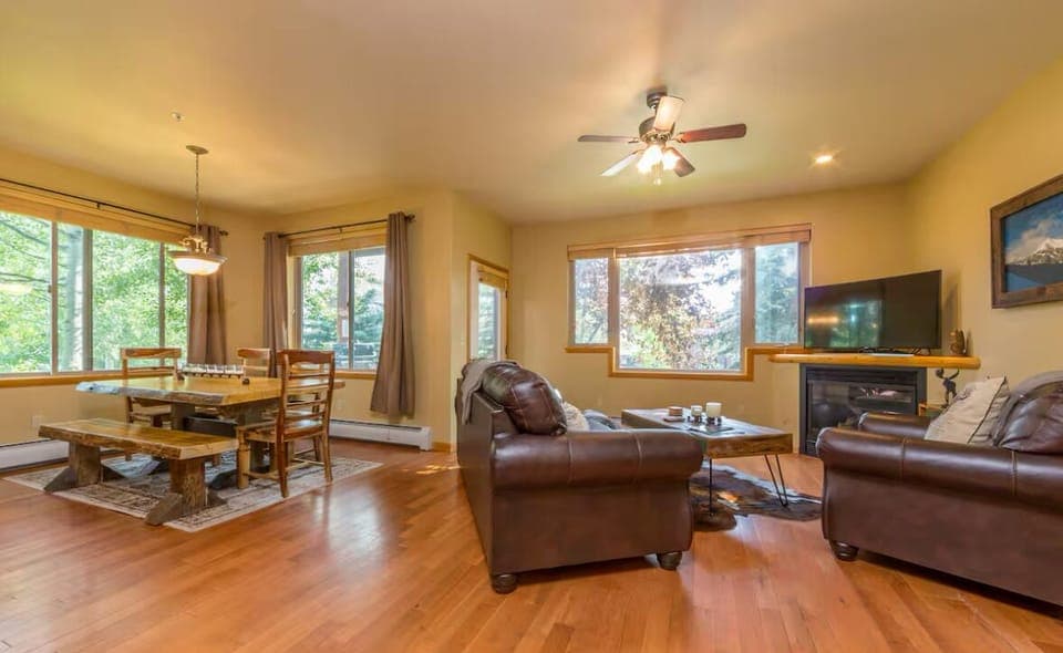 Open living and dining room