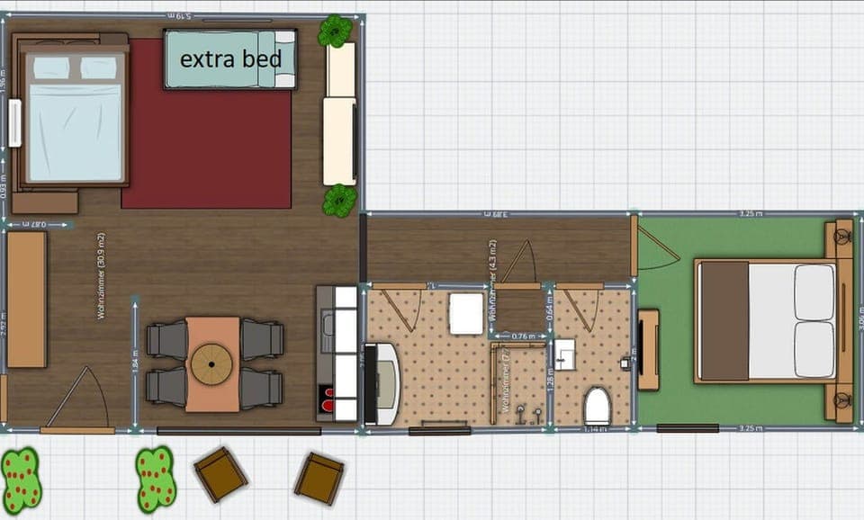 Family Apartment, 1 Bedroom, Garden View (Rebstock) | Premium bedding, in-room safe, desk, soundproofing