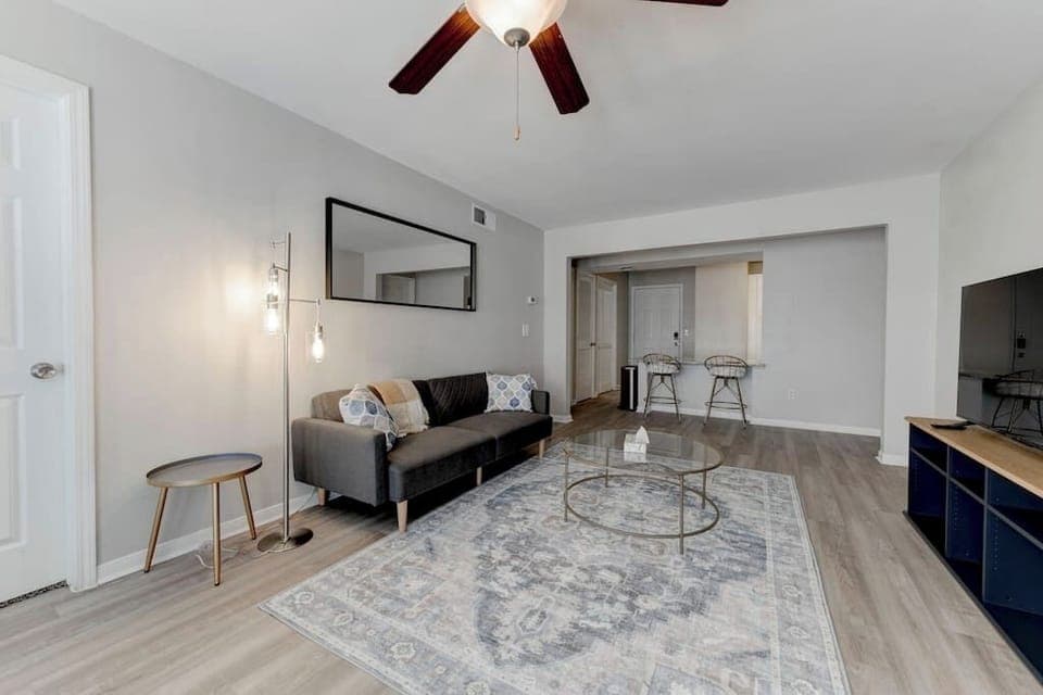 Bright open living area w/ plush seating & clean lines for relaxed group time