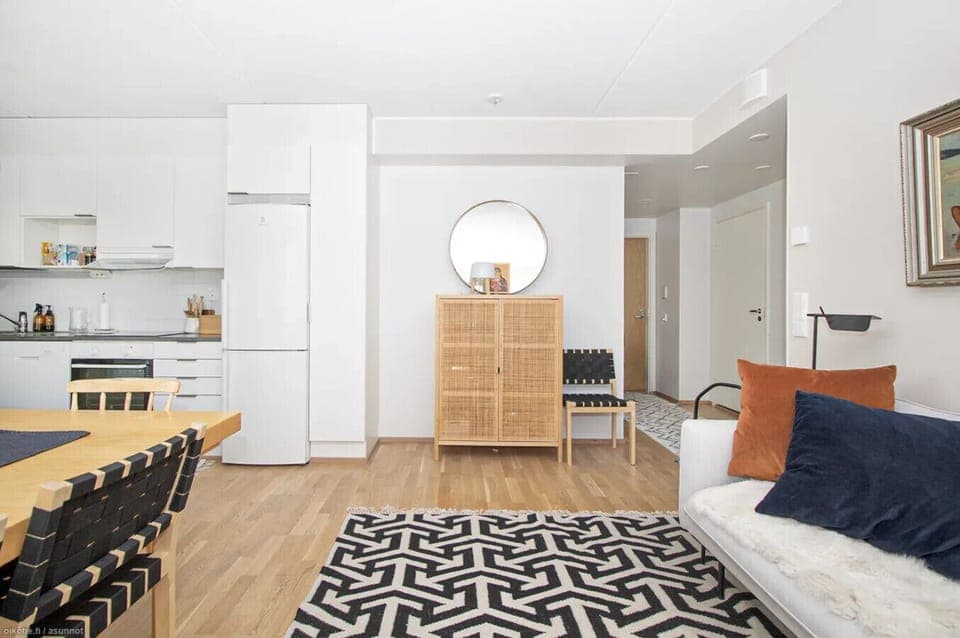 Apartment living room and open concept kitchen