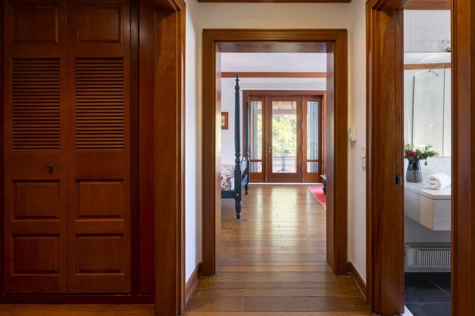 The first floor is home to three more bedrooms.
