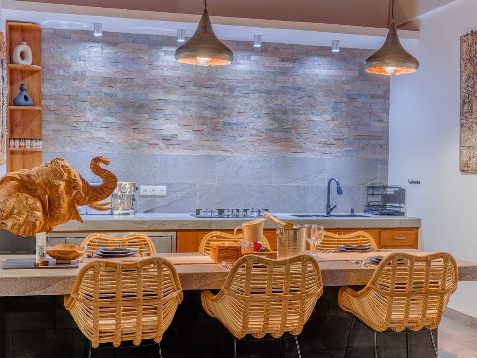 Mini-fridge, toaster, coffee grinder, spices