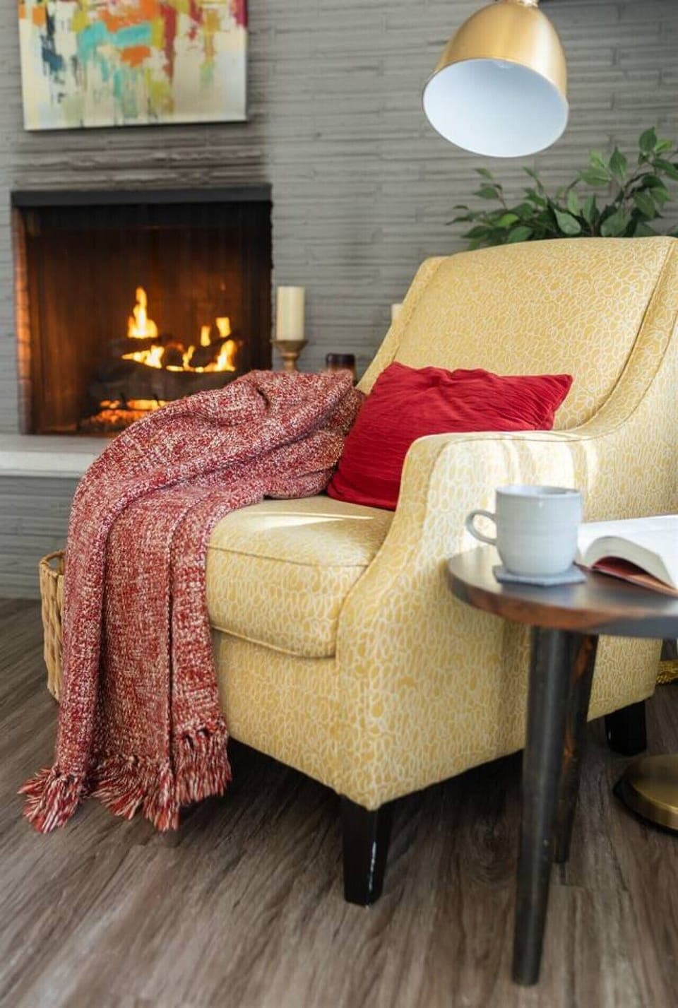 Grab a cup of coffee and a good book by the fire.