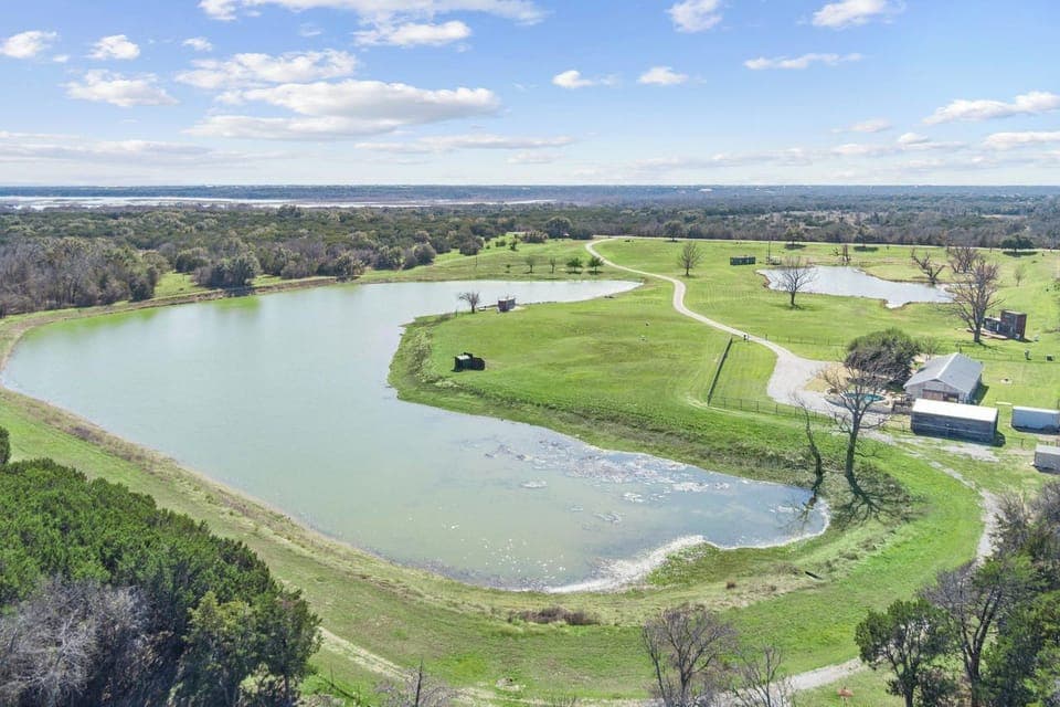Large stocked fishing pond.  We have fishing poles for you!