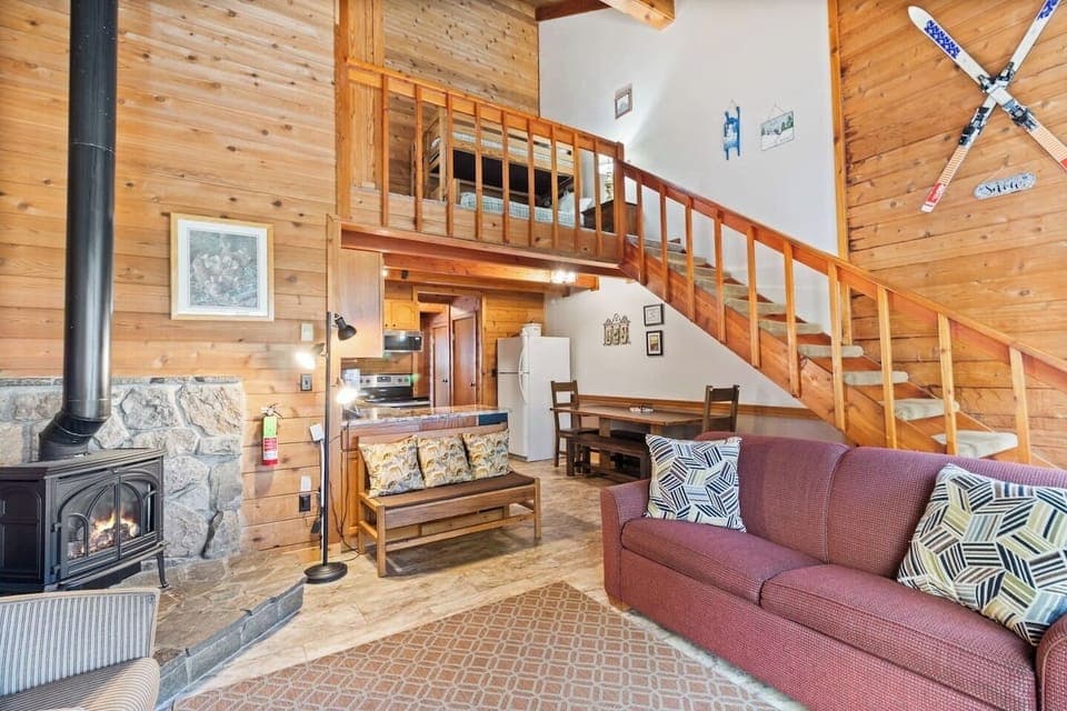 Cozy Living Space with Sofa Bed and Gas Fireplace
