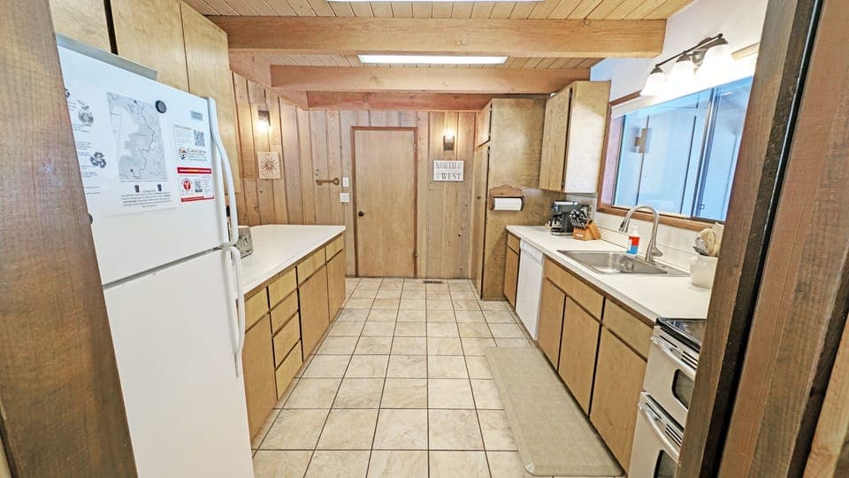 To the right, Kitchen