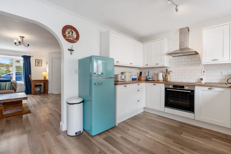 Kitchen at Macalby Cottage, Harlyn Bay,  Holiday Home