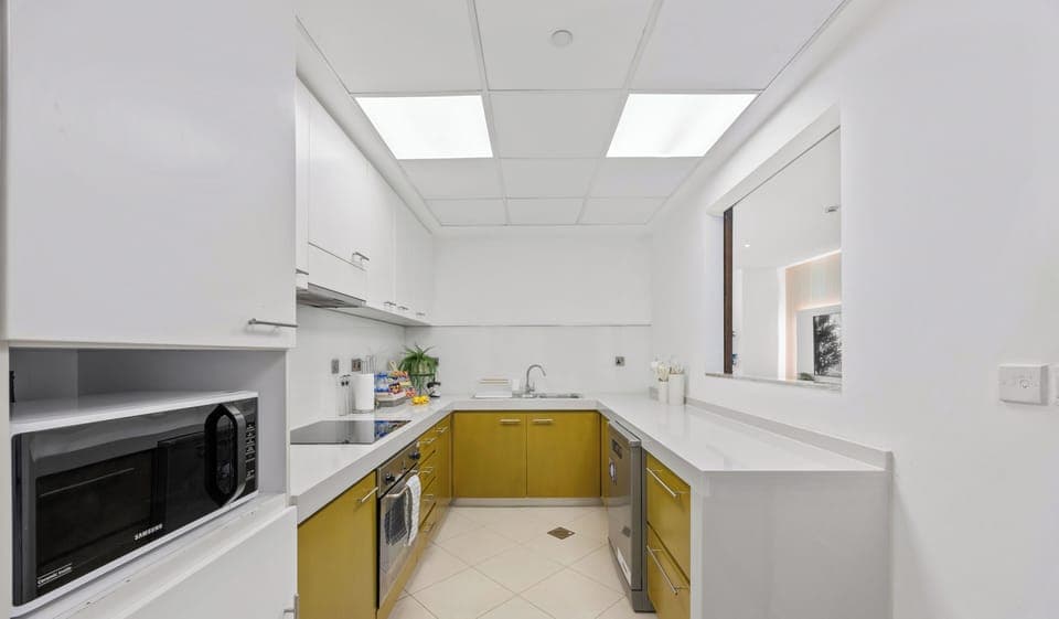 Full-size fridge, microwave, oven, stovetop