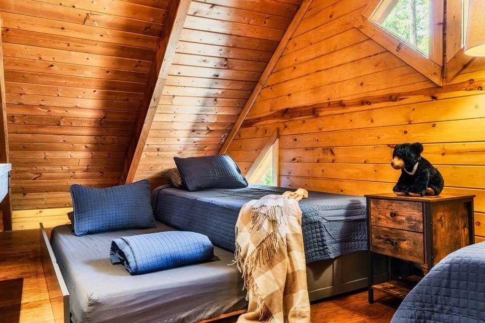 The loft offers 2 twin XL beds with trundle beds. Each has a comfortable memory foam mattress!