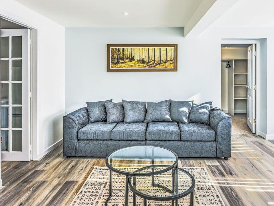 Flooring, Couch, Wood, Floor, Interior Design, Furniture, Apartment, Living Room, Wood Flooring