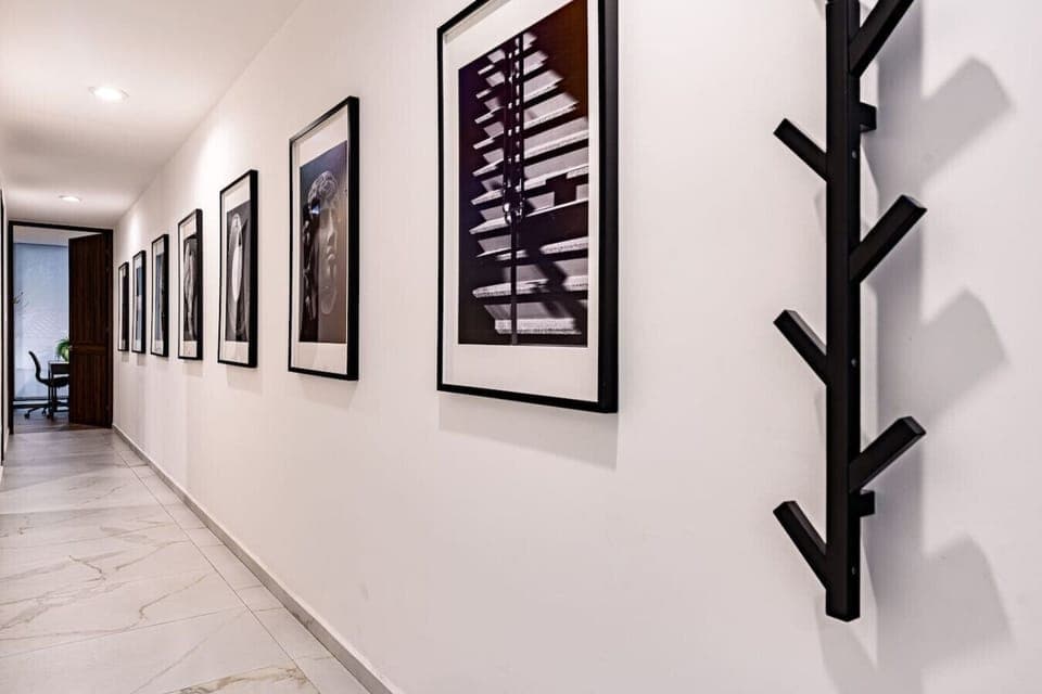 Stylish path and handy hooks to your carefree stay.