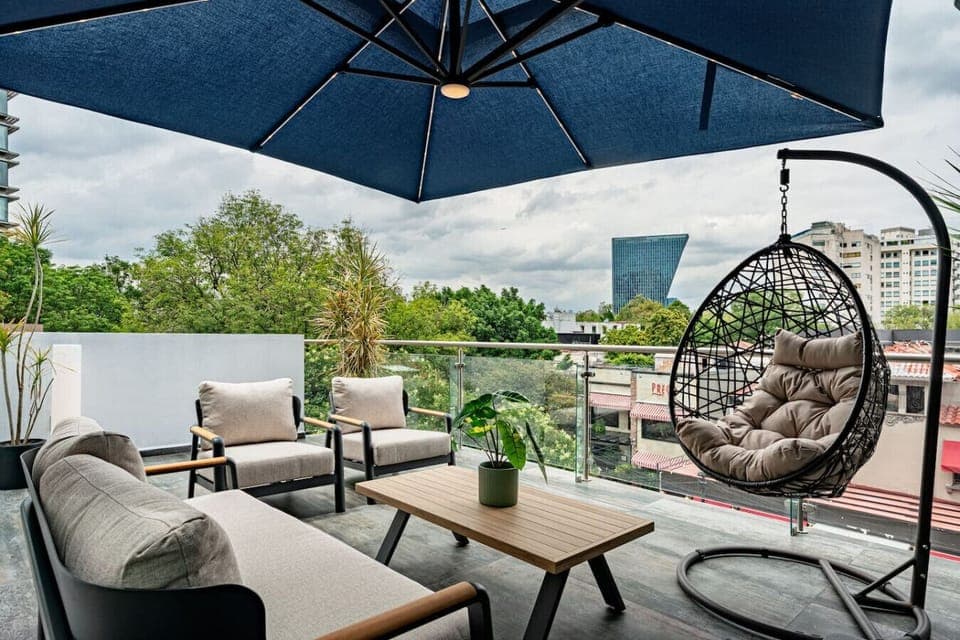 Your private deck for cityscapes and casual hangouts.