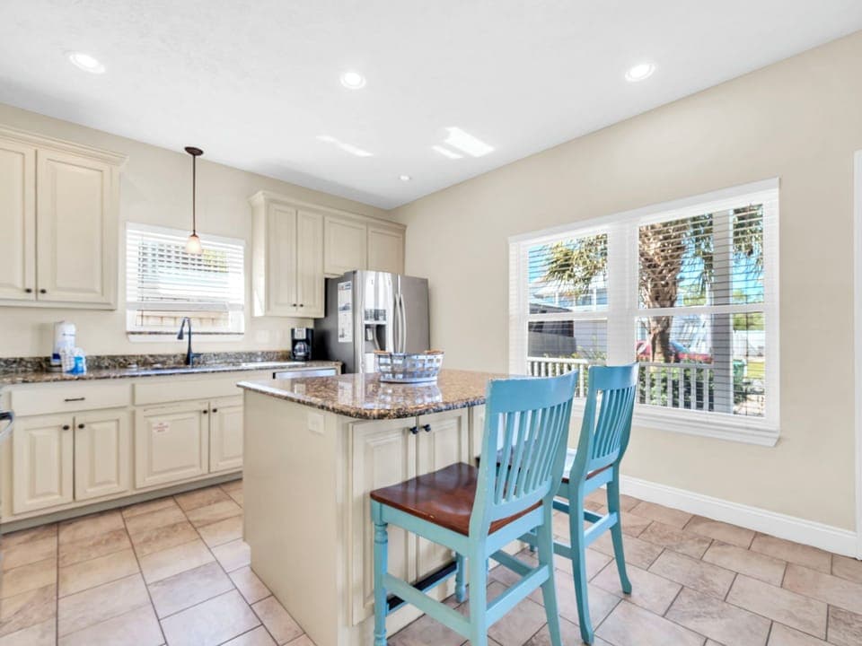 First floor kitchen island seating