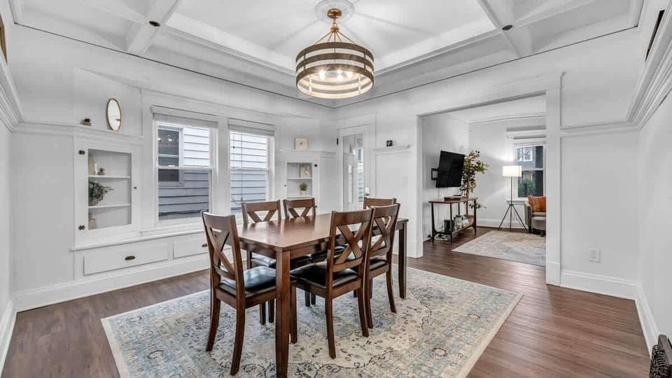 A beautiful setting for shared moments, with soft lighting, classic architecture, and space for everyone to dine in comfort.