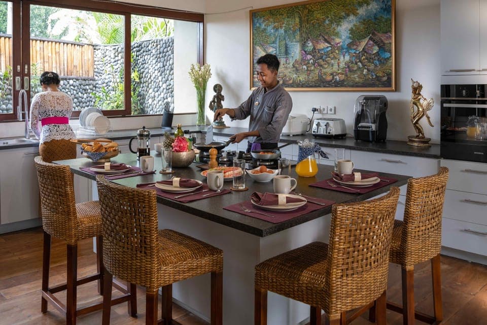 Luxury Villa, Multiple Bedrooms, Private Pool, Garden View | Private kitchen | Fridge, microwave, oven, stovetop