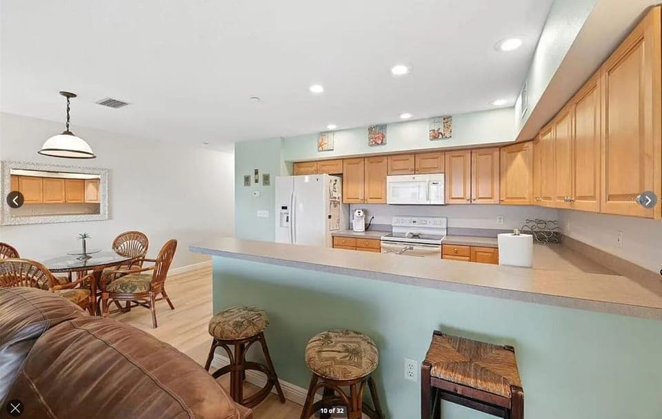 View of kitchen from living area