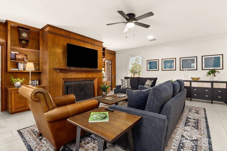 This inviting living room blends classic charm with modern comfort—perfect for relaxing or entertaining.