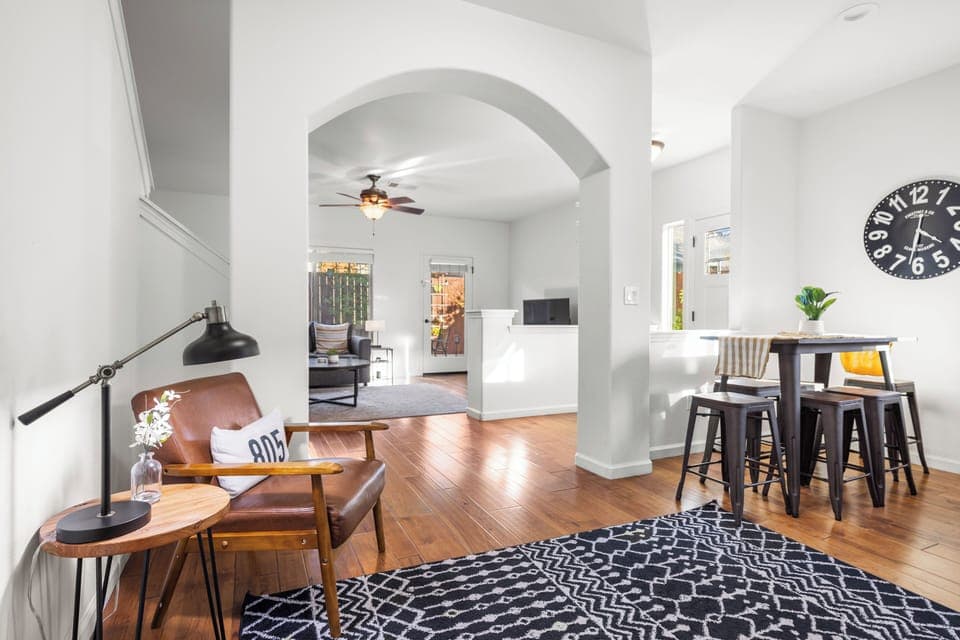 Open layout connects dining and living for easy entertaining