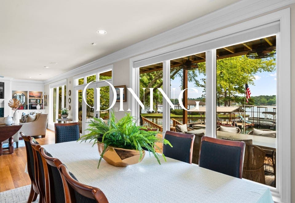 Share meals with a view — the dining room seats a crowd and opens up to the outdoors.
