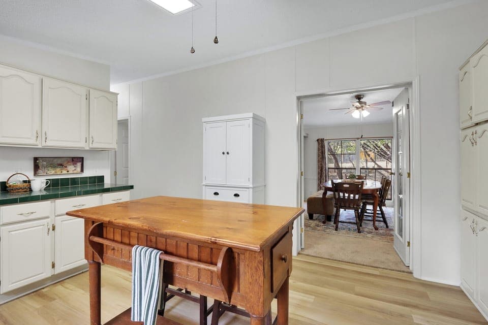Kitchen looking back to the dining room