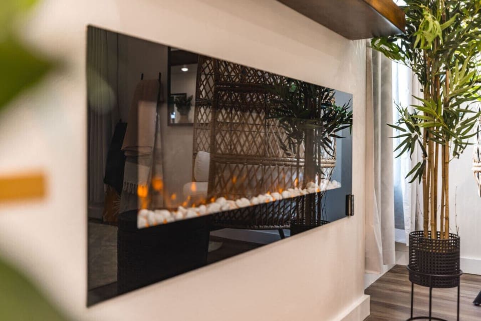 Elegant fireplace creates the perfect atmosphere for cozy evenings in