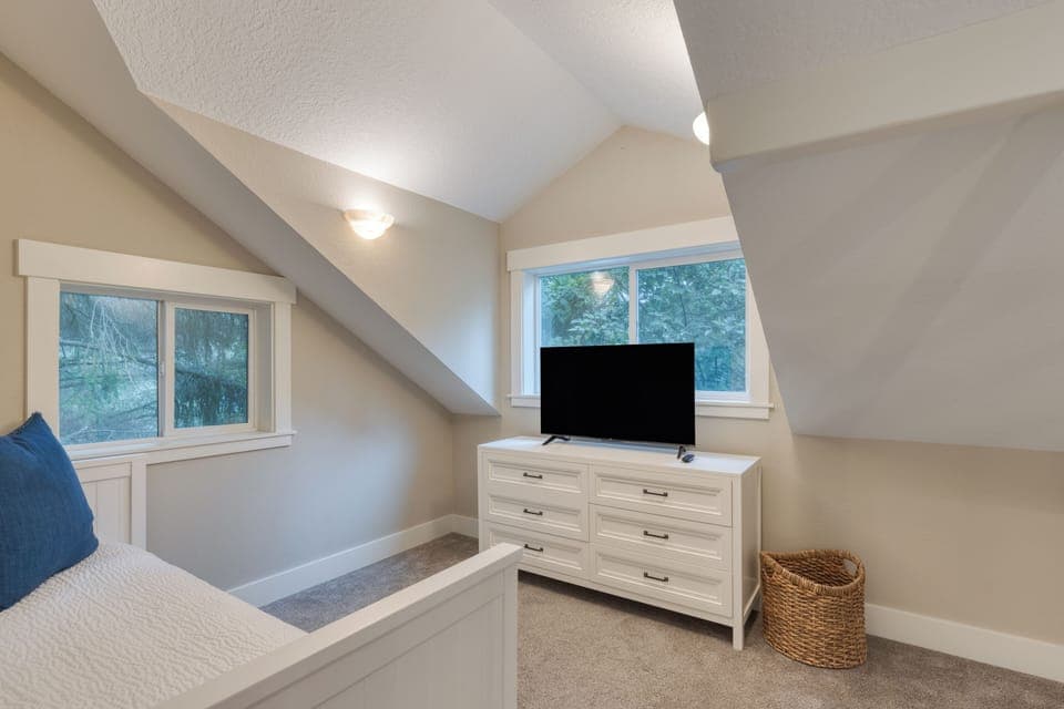 The loft features 2 twin trundles and a TV.