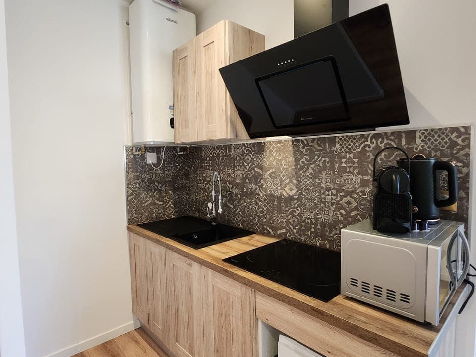 Family Apartment | Private kitchen | Mini-fridge, microwave, stovetop, espresso maker