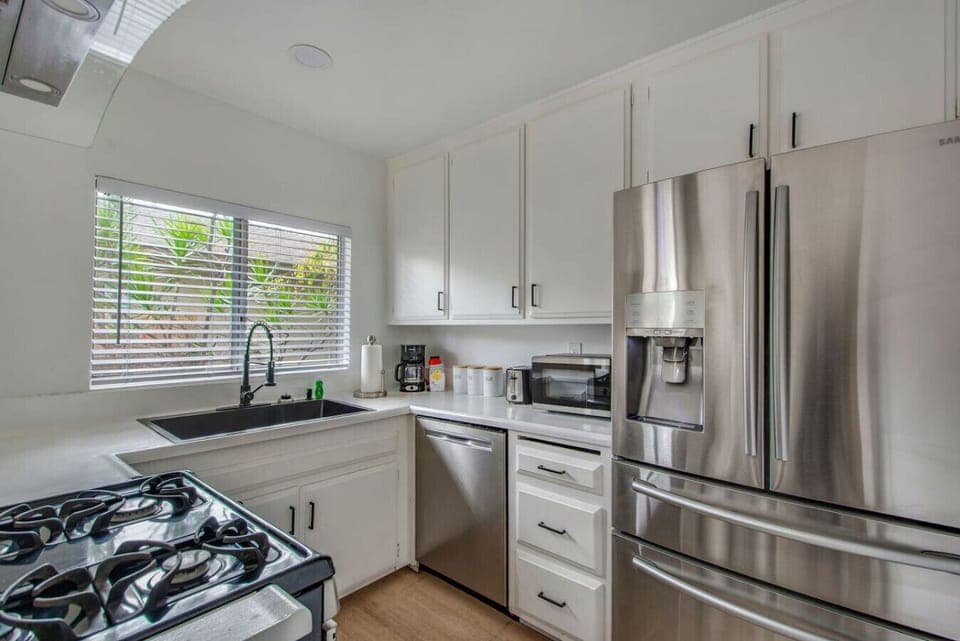 Fully stocked kitchen with all the essentials, plus a drip coffee maker for your morning brew.