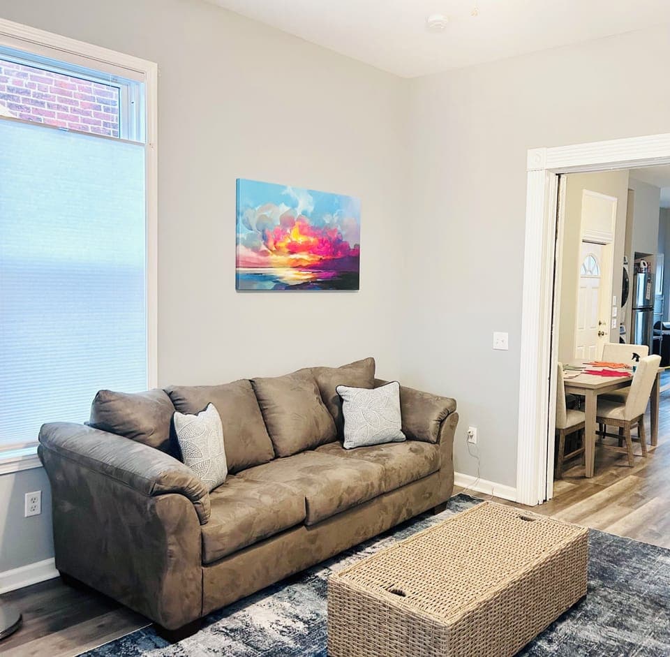 Main living area located downstairs at the entrance.