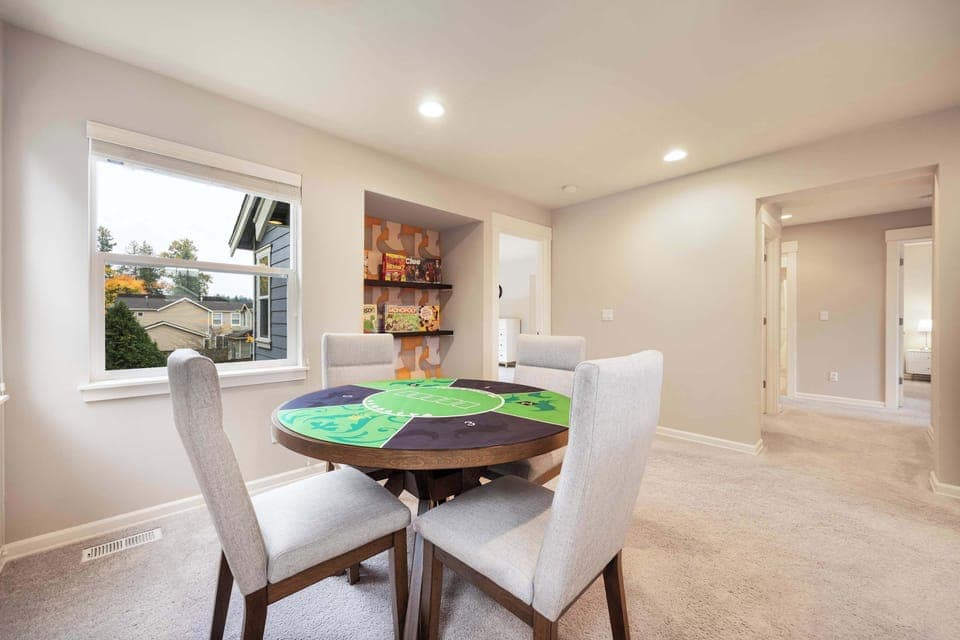 Enjoy your favorite games in this cheerful game zone filled with natural light.