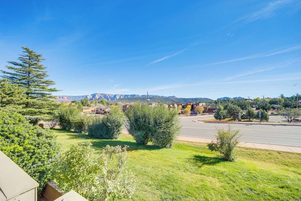 Private balcony w/ epic view of rock formations from property